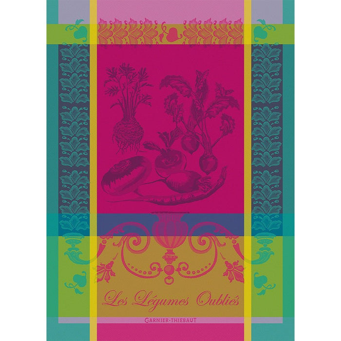 Legumes Oublies Fuchsia Kitchen Towel - Olive Ovation
