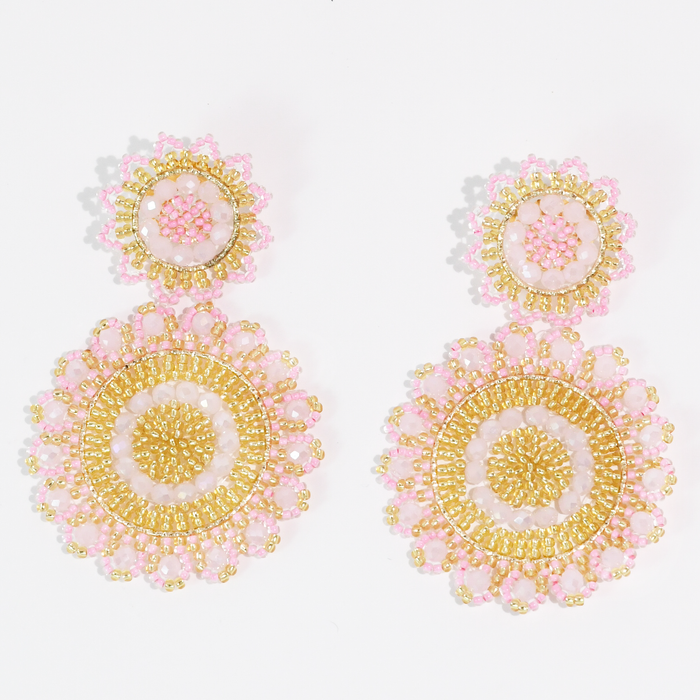 Light Pink Bloom Beaded Earring
