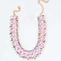 Light Pink  Three Strand Crystal Necklace