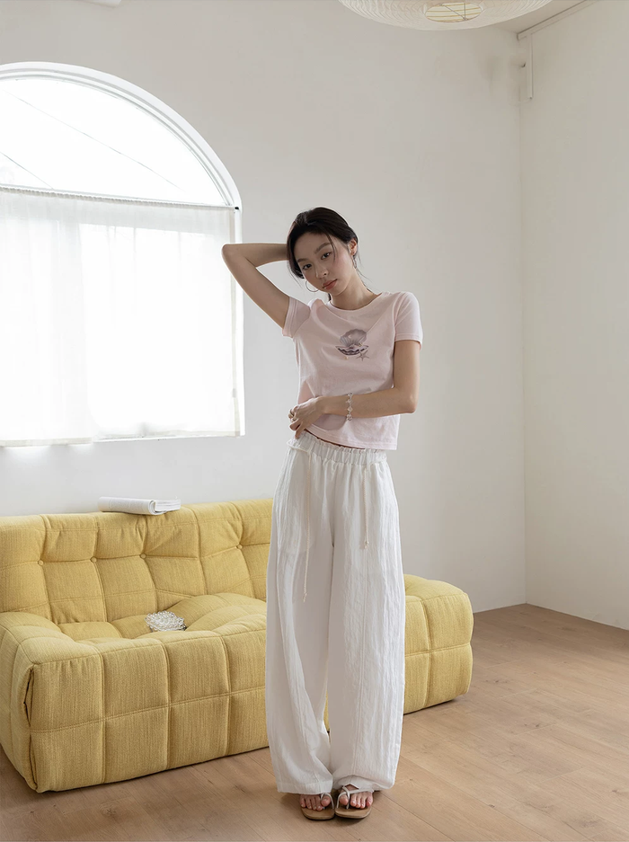 Linen Blend Relaxed Fit Wide-Leg Pants