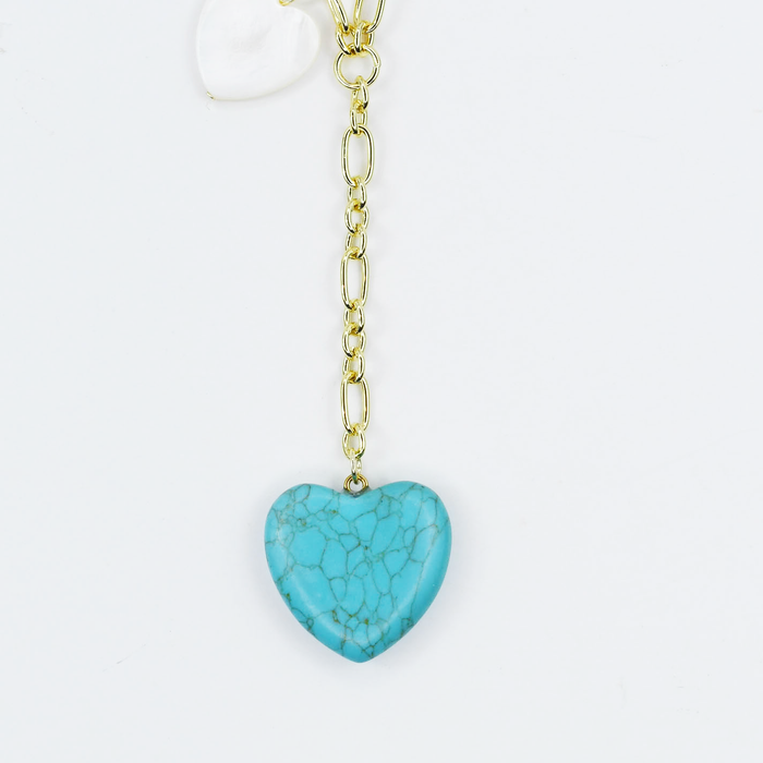 Dainty gold necklace with turquoise heart pendant, waterproof tarnish-free hypoallergenic jewelry, statement accessory for women’s boutiques, wholesale jewelry