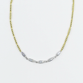 Dainty gold layered necklace, wholesale jewelry for women's boutiques, statement accessory, boutique wholesale jewelry, waterproof necklace, hypoallergenic jewelry, tarnish-free gold necklace, trendy gold jewelry, gold beaded chain necklace with silver baguette crystal accents