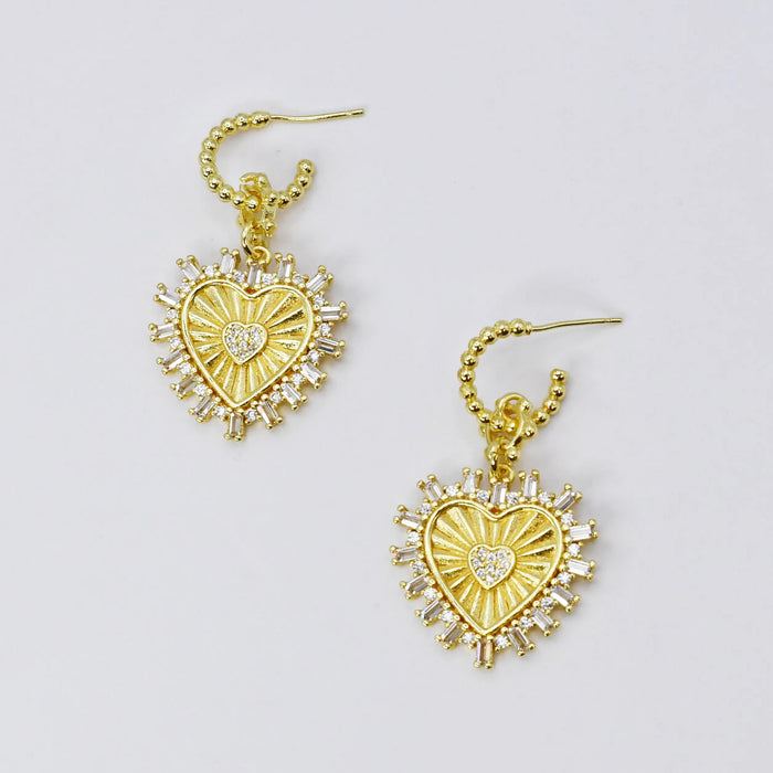 waterproof hypoallergenic earrings, tarnish free 14k gold jewelry, dainty gold earrings, gold hoop earrings, handcrafted gemstone earrings, boutique wholesale earrings, high-quality gold jewelry,heart huggie