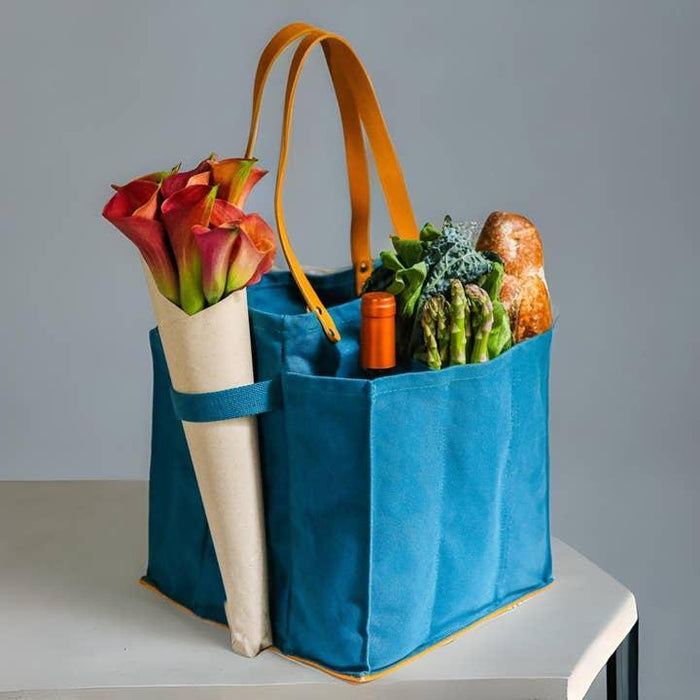 Market Tote Blue - Olive Ovation