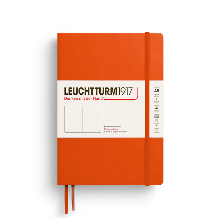MEDIUM (A5) NOTEBOOK HARDCOVER, PUMPKIN (Multiple Styles) — by Leuchtturm1917