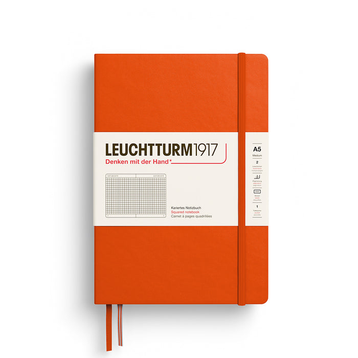 MEDIUM (A5) NOTEBOOK HARDCOVER, PUMPKIN (Multiple Styles) — by Leuchtturm1917