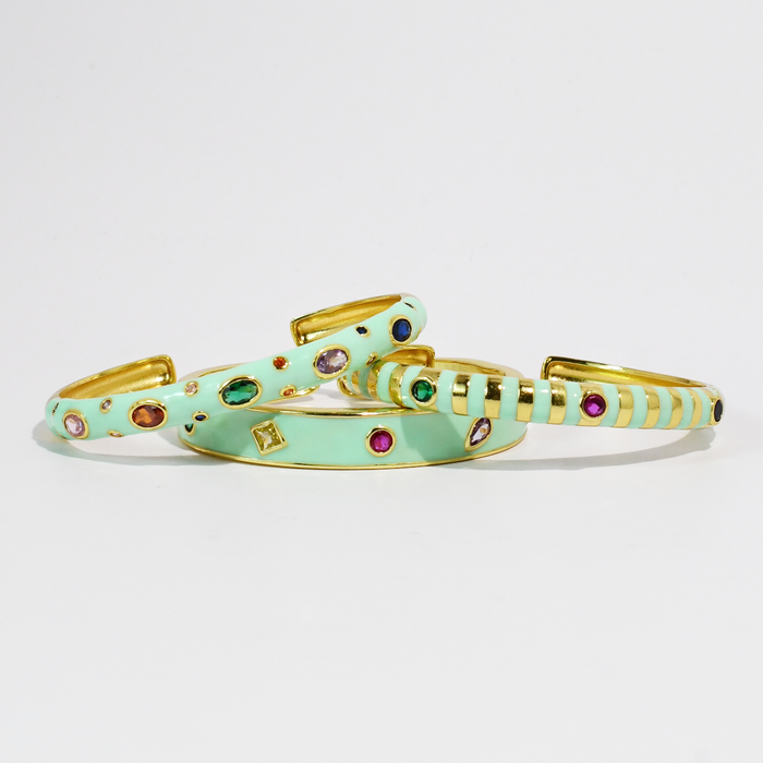 Mint Confetti Bangle Set