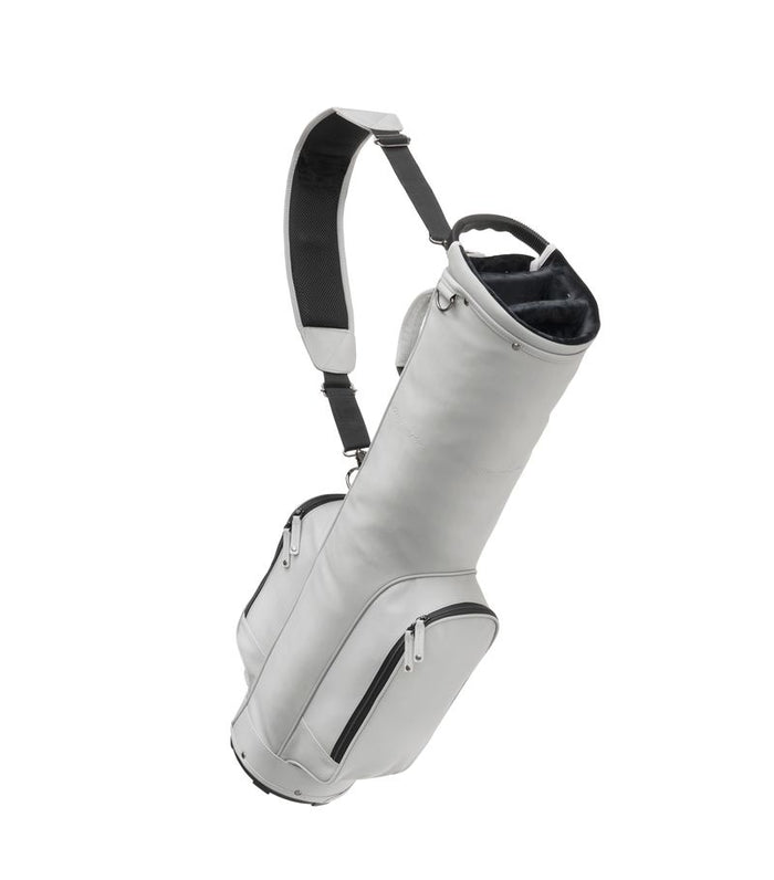 Mizuno Pro Scratch Carry Bag in Grey, full profile showing storage pockets