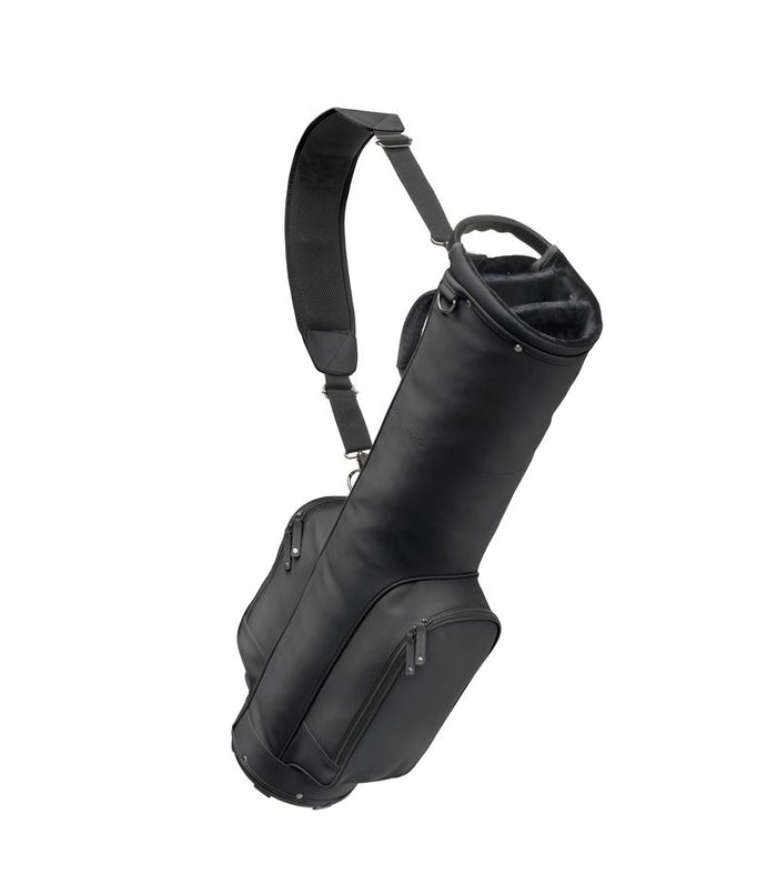 Mizuno Pro Scratch Carry Bag in Black, full profile with shoulder strap