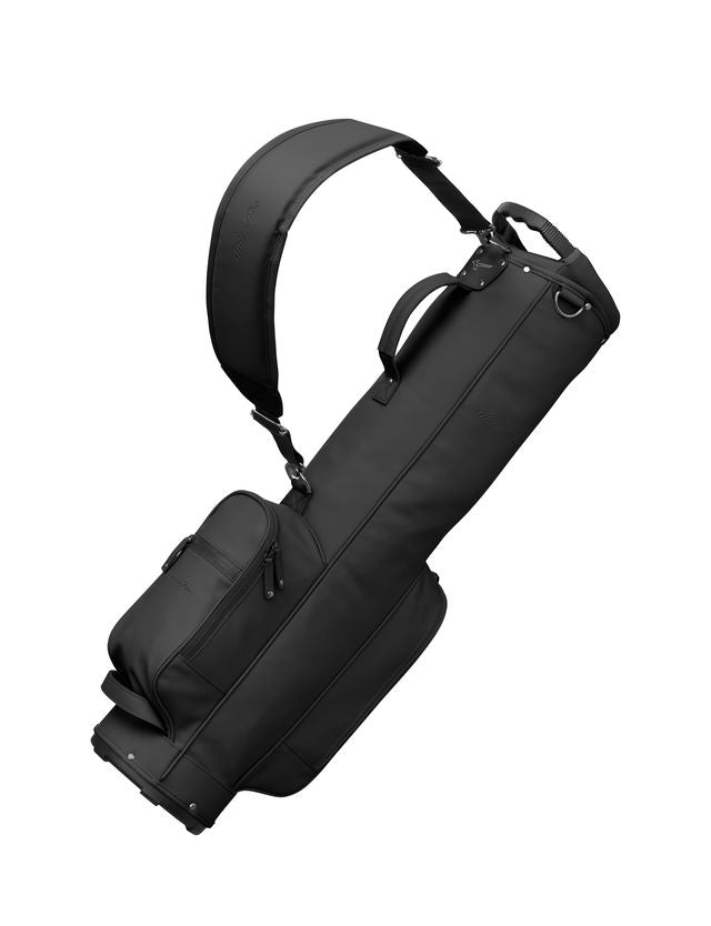 Mizuno Pro Scratch Carry Bag in Black, side view with padded strap