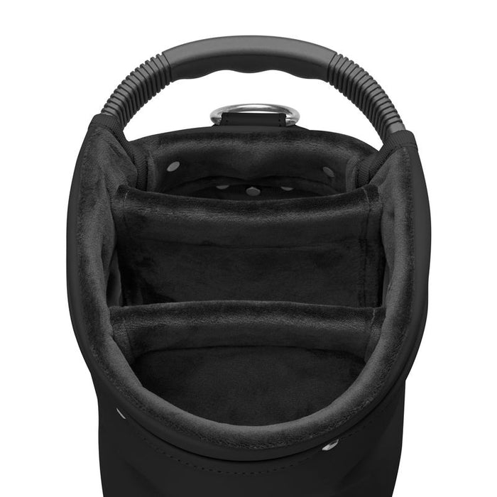 Close-up of Mizuno Pro Scratch Black Carry Bag padded club-top opening