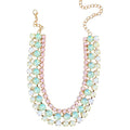 Multi Pastel  Three Strand Crystal Necklace
