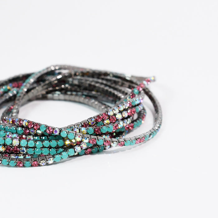Multi Turq Purple Crystal Bracelet Set