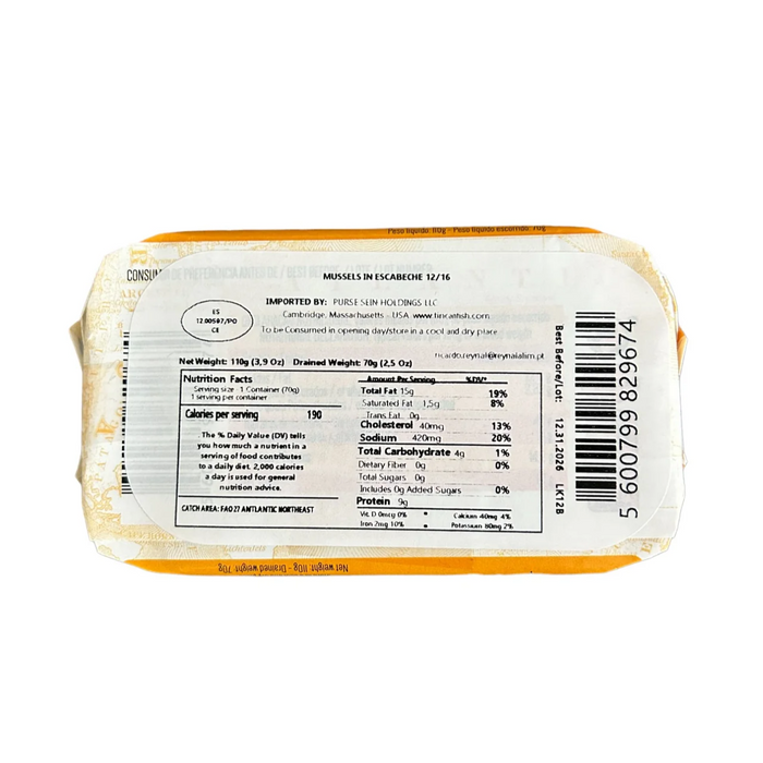 Mussles in Escabeche Sauce Nutrition Facts