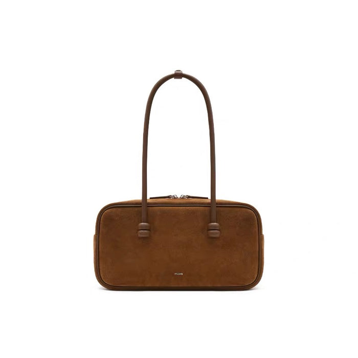 MUVA Suede Leather Boston Bag