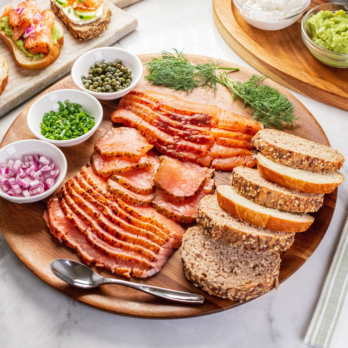 Norwegian Smoked salmon on cutting board