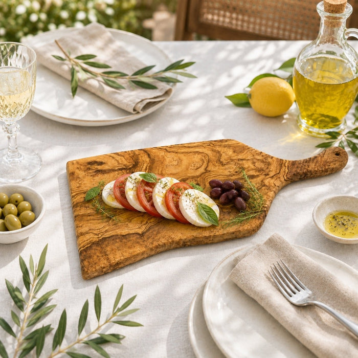 Olive Wood Charcuterie Board - Long Handle - Olive Ovation