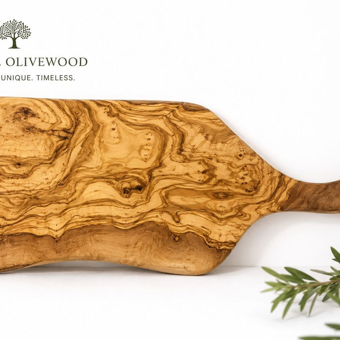 Olive Wood Charcuterie Board - Long Handle - Olive Ovation