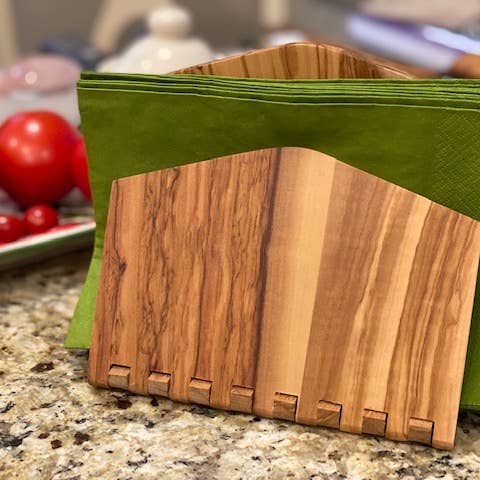 Olivewood Napkin Holder - Olive Ovation