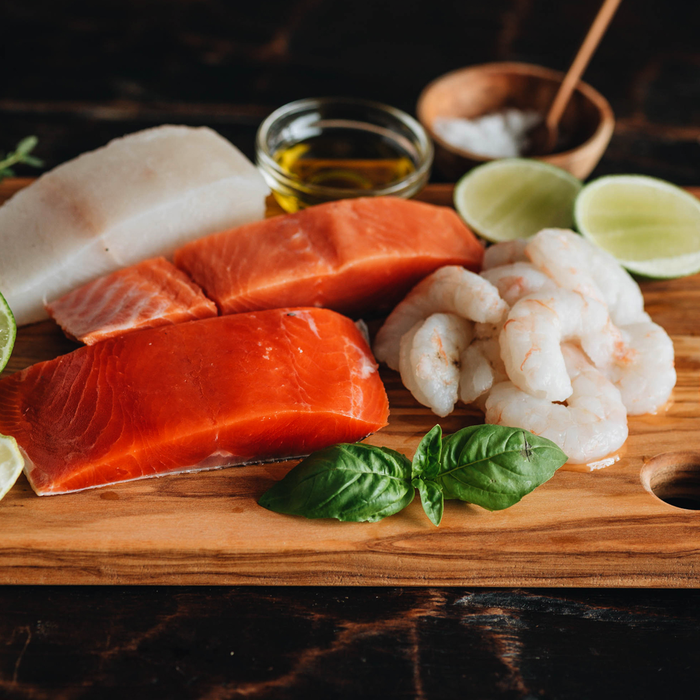 Alaska Sockeye Salmon Shrimp and Coho Salmon