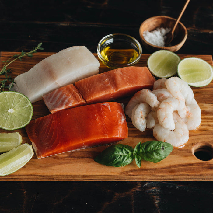 Wild Alaska Salmon, Shrimp, and Halibut