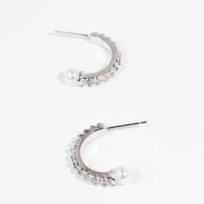 Pearl Crush Hoop Silver