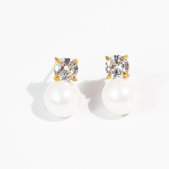 Pearl Dot Crystal Stud Waterproof