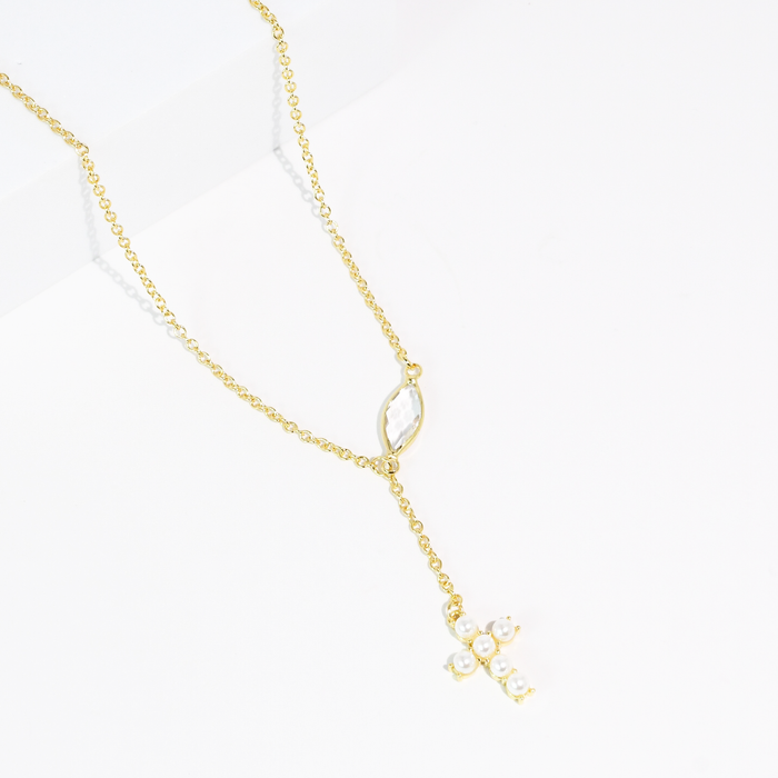 Pearly Babe Cross Necklace