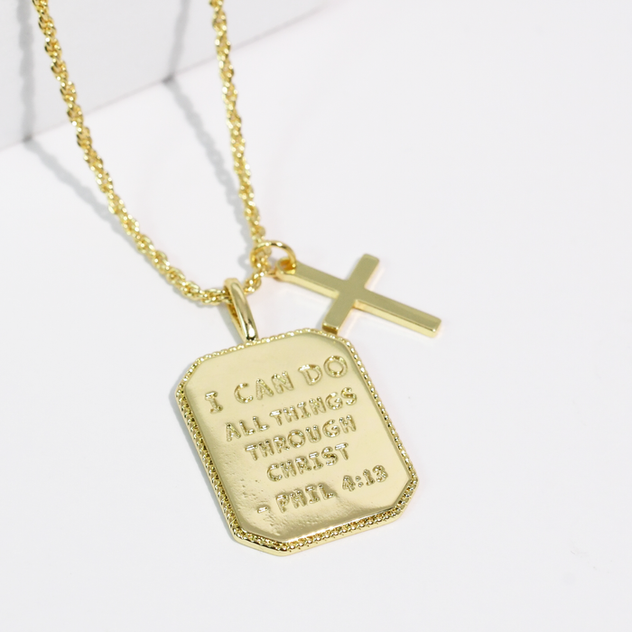 Philippians 4:13 Gold Necklace
