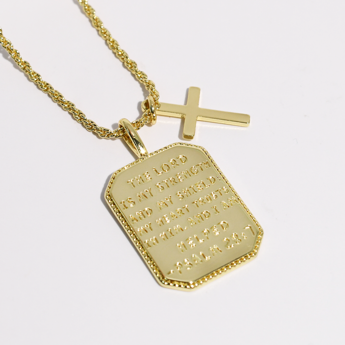 Psalm 28:7 Gold Necklace