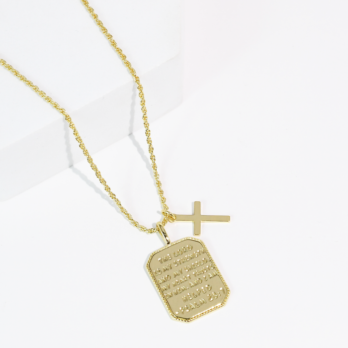 Psalm 28:7 Gold Necklace