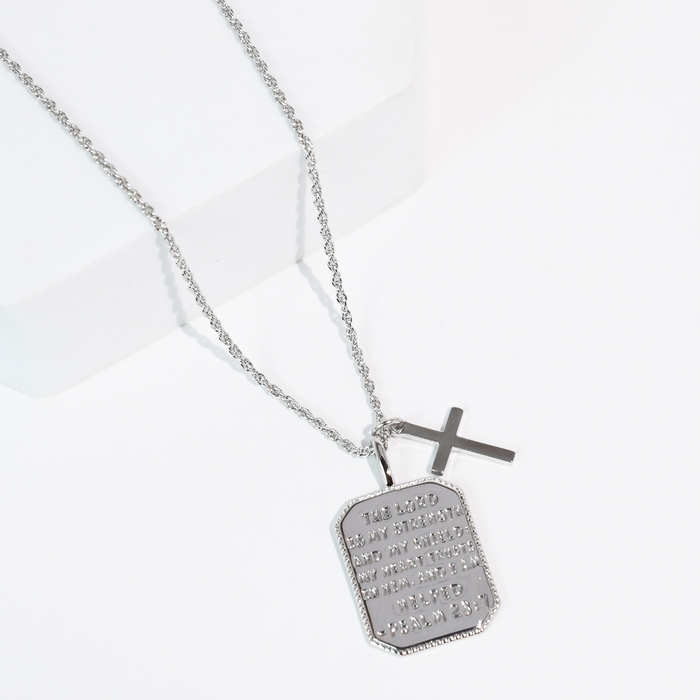 Psalm 28:7 Silver Necklace