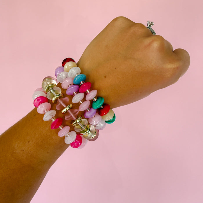 colorful gemstone jewelry, beaded fashion bracelet, gold or silver tone accessory, handcrafted beaded piece, trendy boho chic jewelry, vibrant statement wristwear, artisan handmade design, everyday stackable accessory, fashion jewelry for women, premium jewelry gift idea, boutique style wristwear, elevated modern jewelry