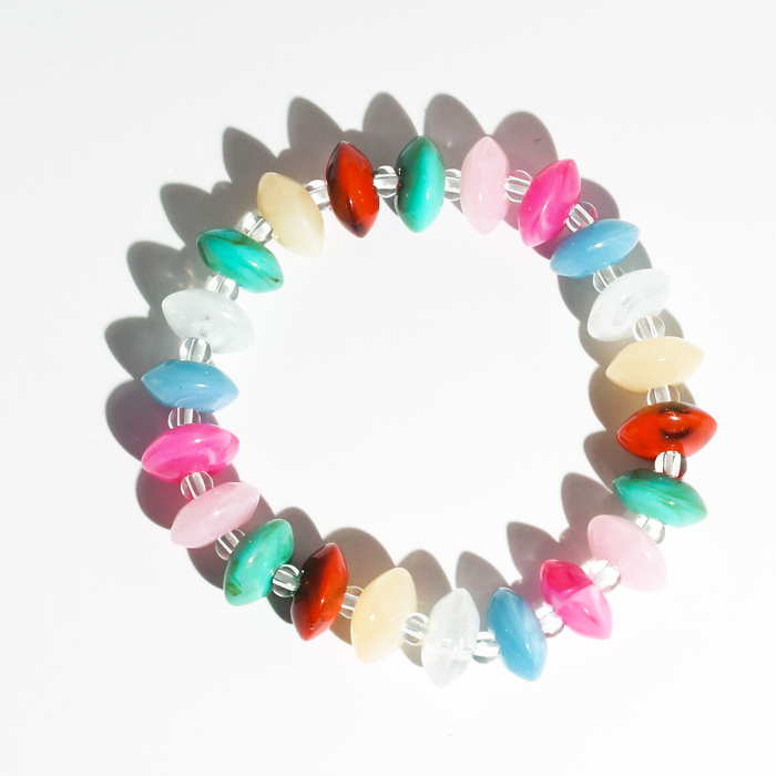 colorful gemstone jewelry, beaded fashion bracelet, gold or silver tone accessory, handcrafted beaded piece, trendy boho chic jewelry, vibrant statement wristwear, artisan handmade design, everyday stackable accessory, fashion jewelry for women, premium jewelry gift idea, boutique style wristwear, elevated modern jewelry