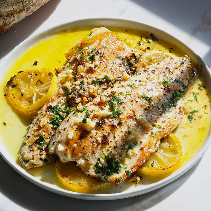 Rainbow trout on a plate