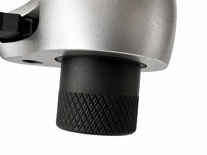 A close up of the Ratchet Scrench featuring the knurling on the 13mm socket end