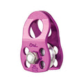 Pink pulley system on a white background