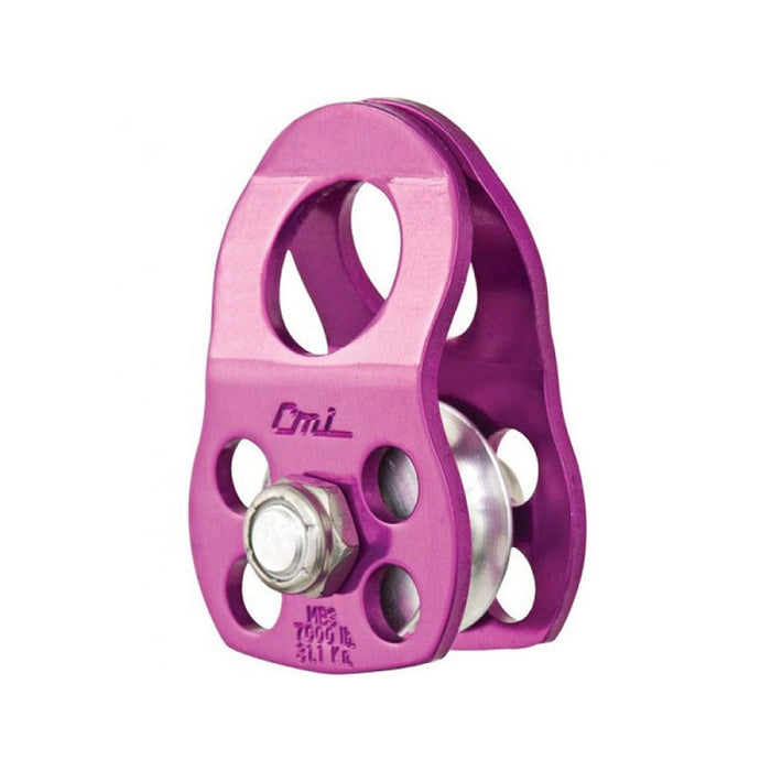 Pink pulley system on a white background