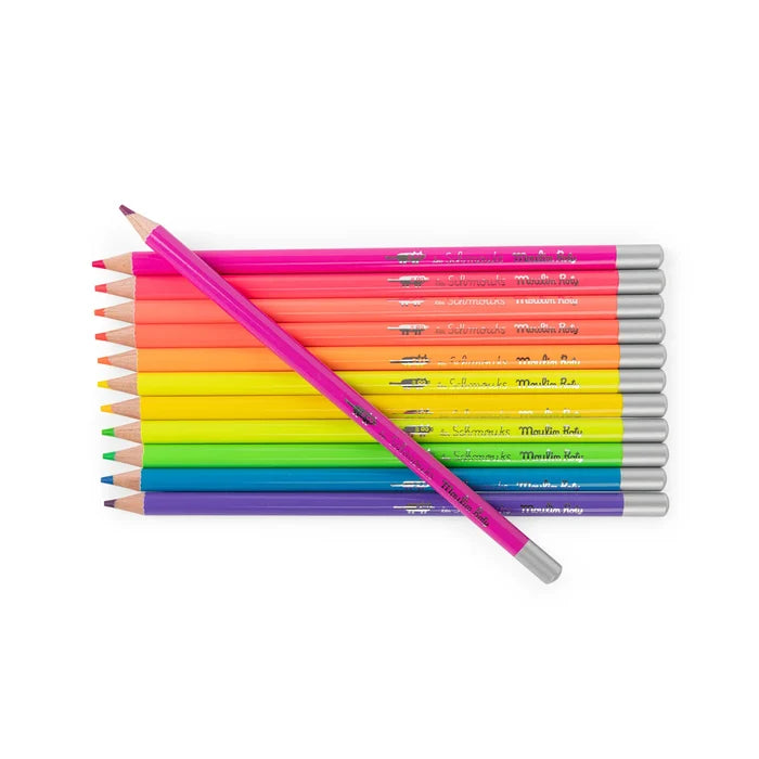 SCHMOUKS - 12 Neon Colouring Pencils — by Moulin Roty