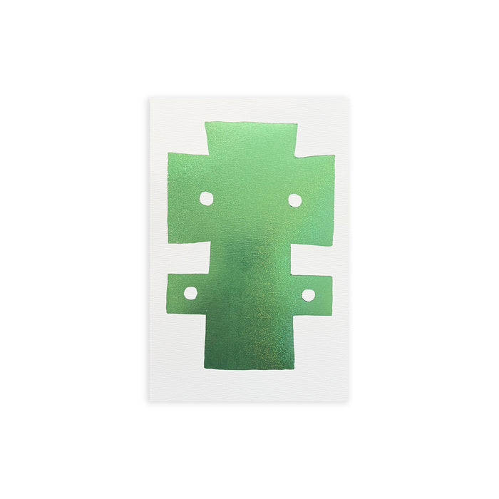 SHAPES #01 GREEN, Hot Stamping Print, 10 x 15 cm – by Damien Poulain