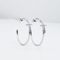 waterproof hypoallergenic silver earrings, tarnish free silver jewelry, dainty silver earrings, silver hoop earrings, handcrafted gemstone silver earrings, boutique wholesale earrings, everyday silver jewelry, high-quality silver earrings,silver crossed hoops