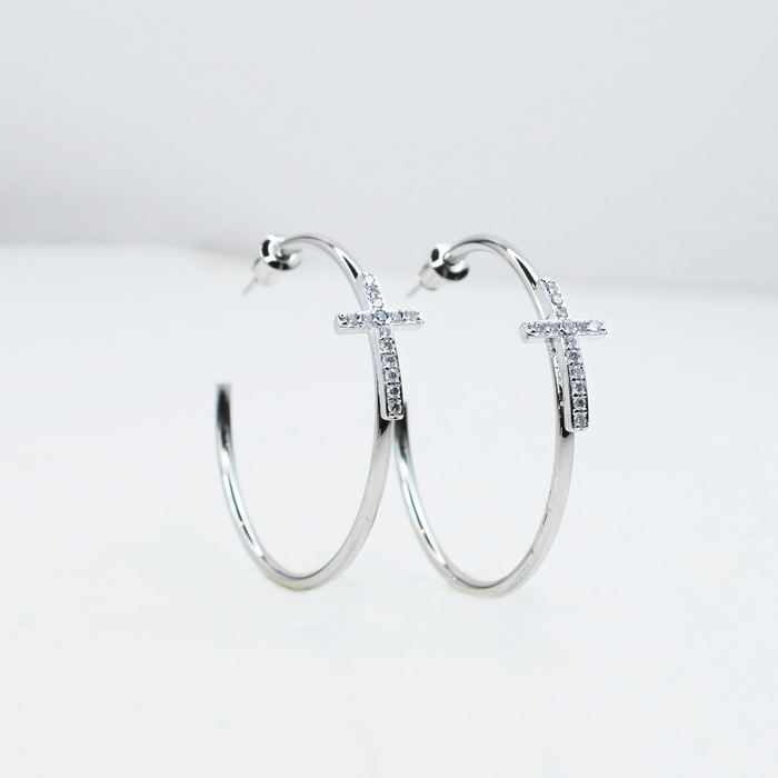 waterproof hypoallergenic silver earrings, tarnish free silver jewelry, dainty silver earrings, silver hoop earrings, handcrafted gemstone silver earrings, boutique wholesale earrings, everyday silver jewelry, high-quality silver earrings,silver crossed hoops