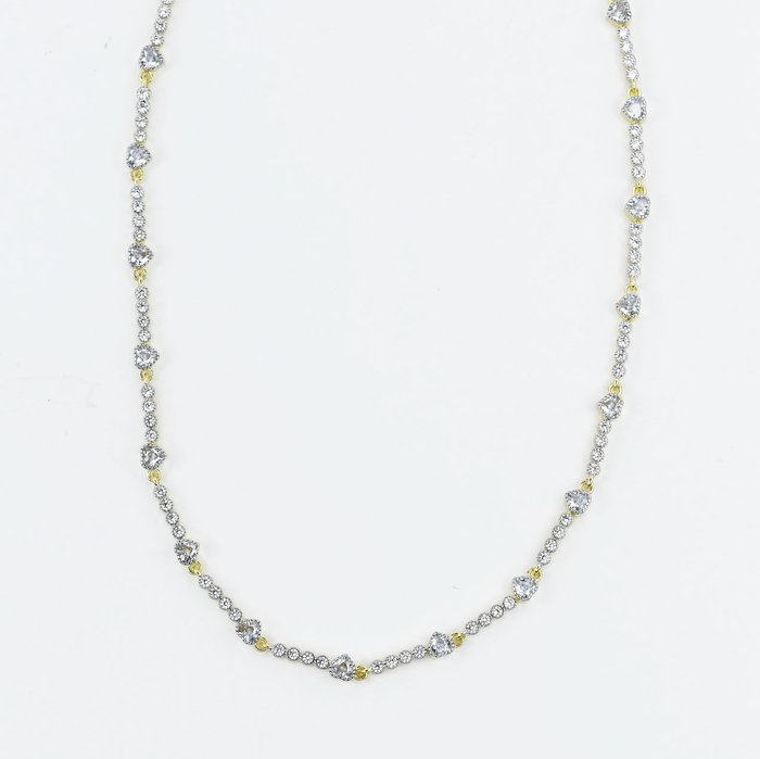 Dainty gold layered necklace, wholesale jewelry for women's boutiques, statement accessory, boutique wholesale jewelry, waterproof necklace, hypoallergenic jewelry, tarnish-free gold necklace, trendy gold jewelry, delicate silver chain necklace with round clear crystal accents