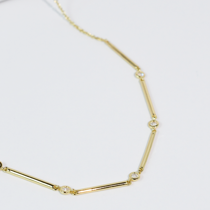 Sleek Crystal Bar Necklace