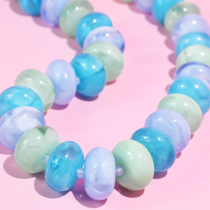 Sugar Bead Multi Blue Necklace