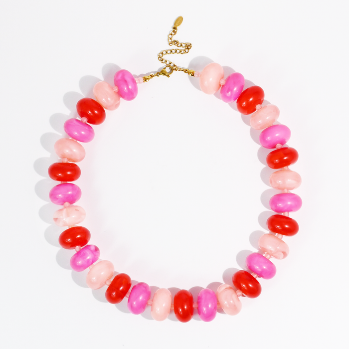 Sugar Bead Multi Red and Pink Necklace