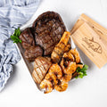 Filet Mignon, Ribeye, Colossal Shrimp, King Salmon and Tuna