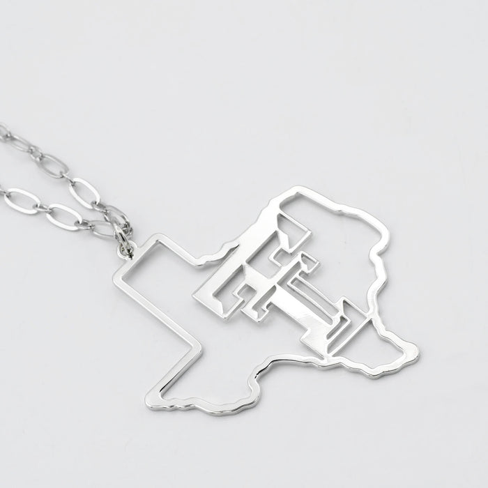 Texas Tech Map Necklace Silver T33