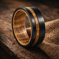 black tungsten barrel wood ring 8mm The Blacksmith