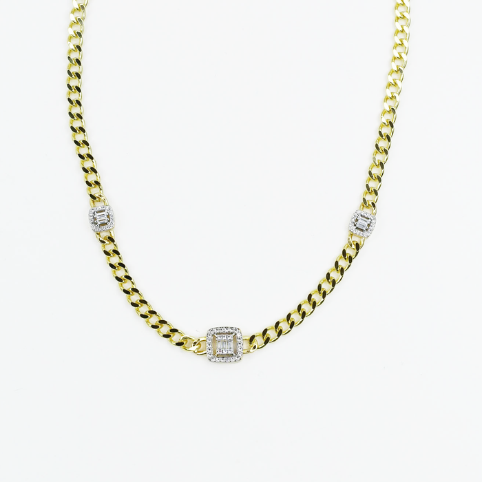 Dainty gold layered necklace, wholesale jewelry for women's boutiques, statement accessory, boutique wholesale jewelry, waterproof necklace, hypoallergenic jewelry, tarnish-free gold necklace, trendy gold jewelry, gold chain necklace with square crystal accents